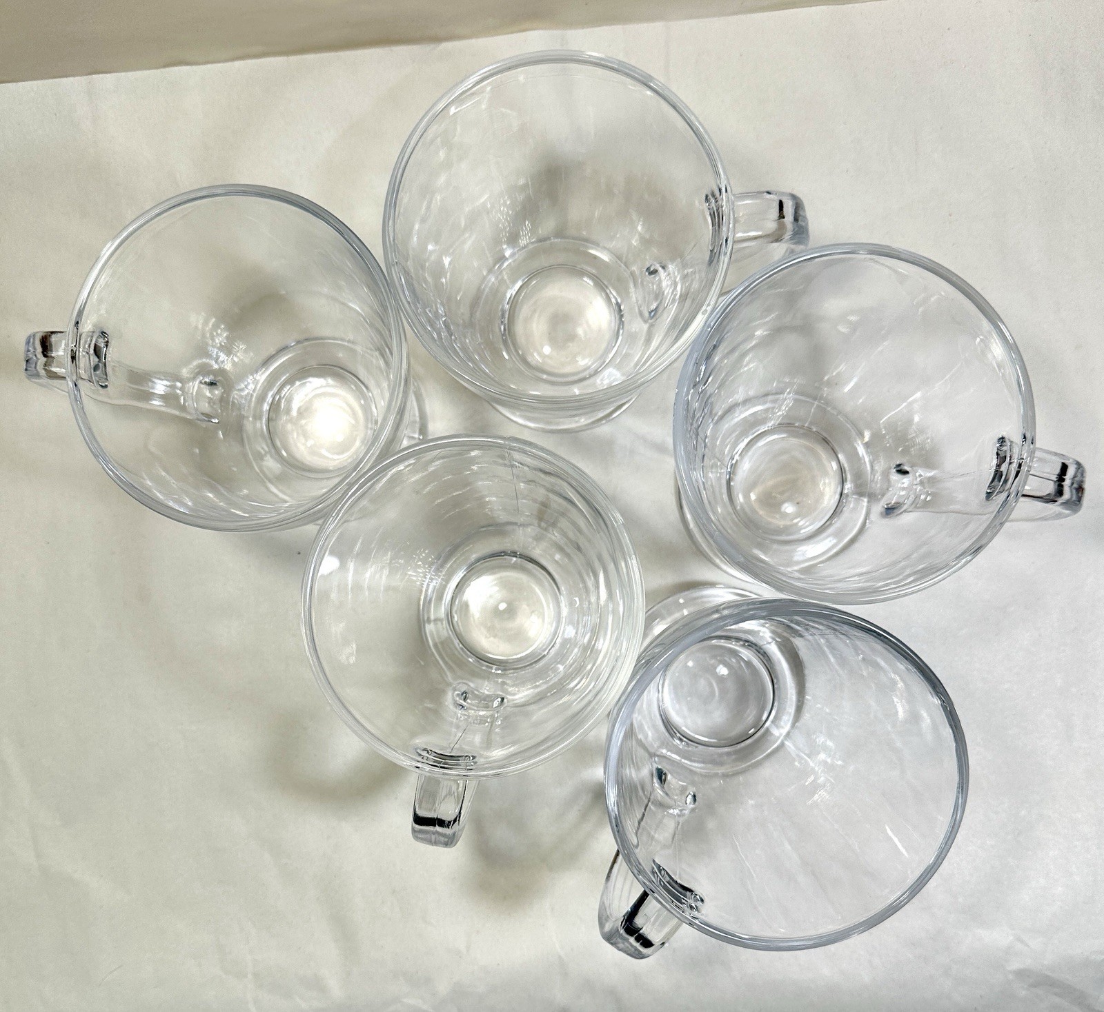 Set of 5 (Five) Footed Coffee Mugs Cups Clear Glass Hot Cold Drink 16 oz - NWOT - Image 3