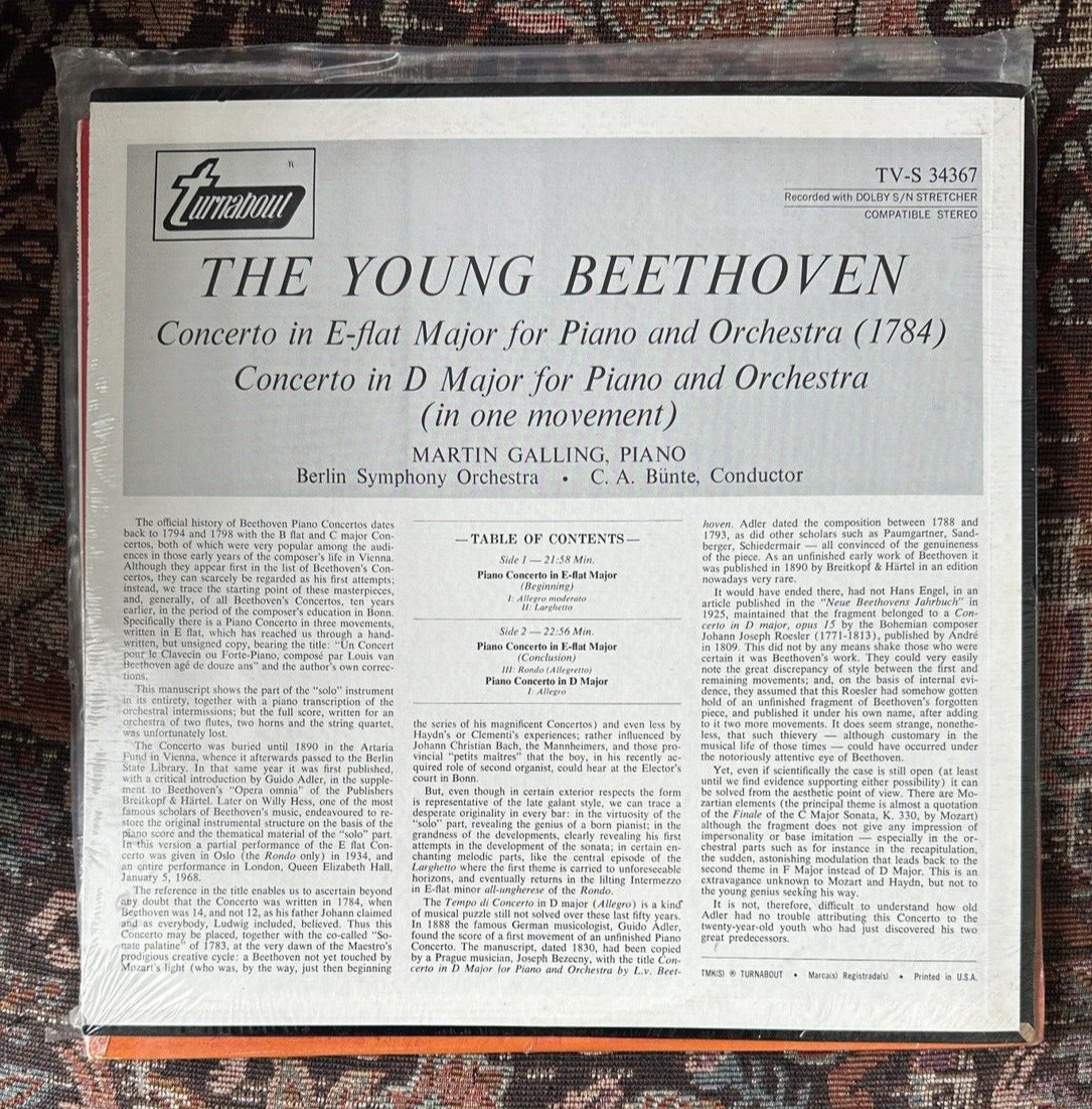 SEALED: Martin Galling THE YOUNG BEETHOVEN - Vox/Turnabout TV-S 34367 - Image 1