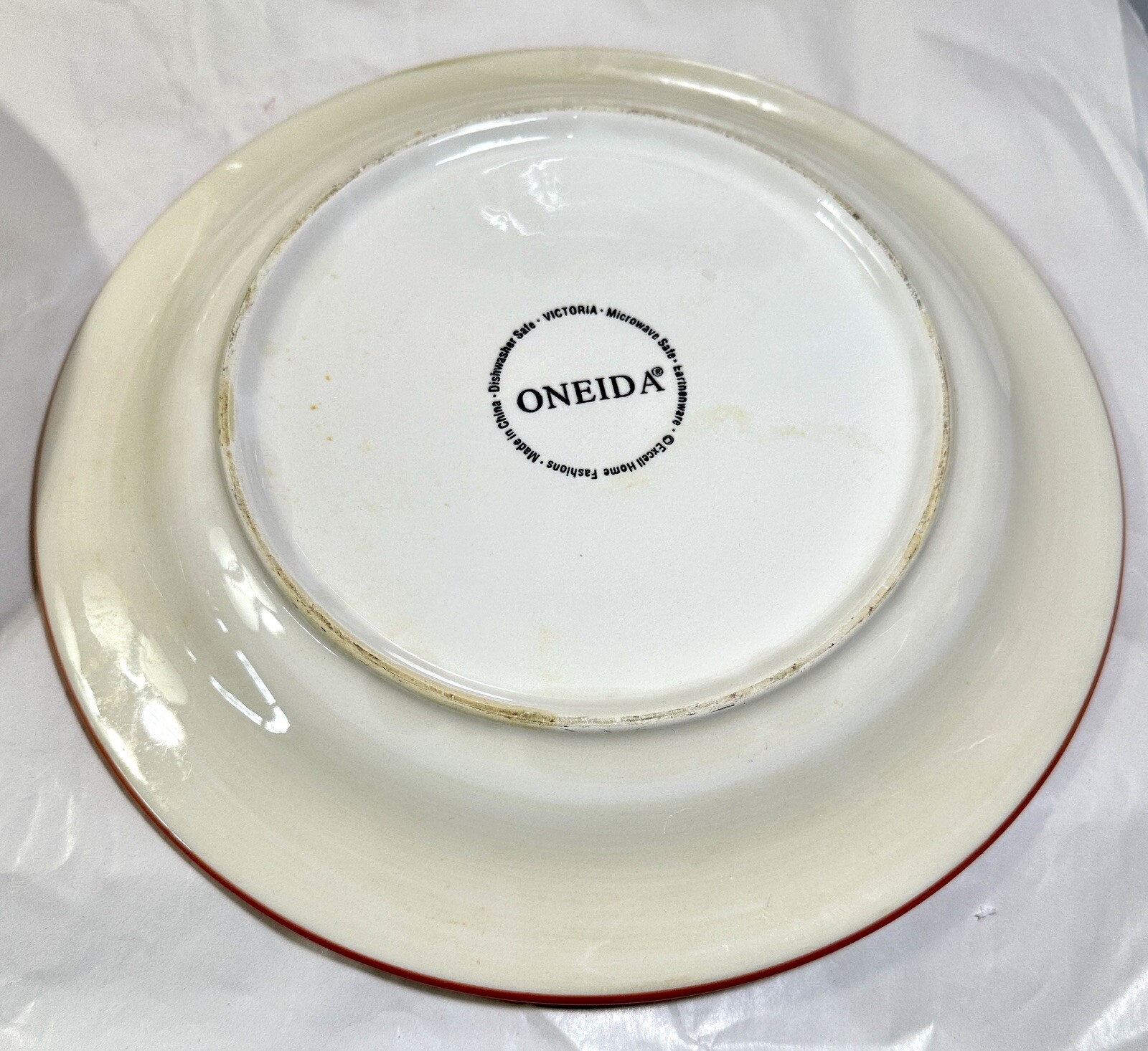 Set of Four (4) Oneida Earthenware VICTORIA Dinner Plates 11" - Fruit on Rim - Image 5
