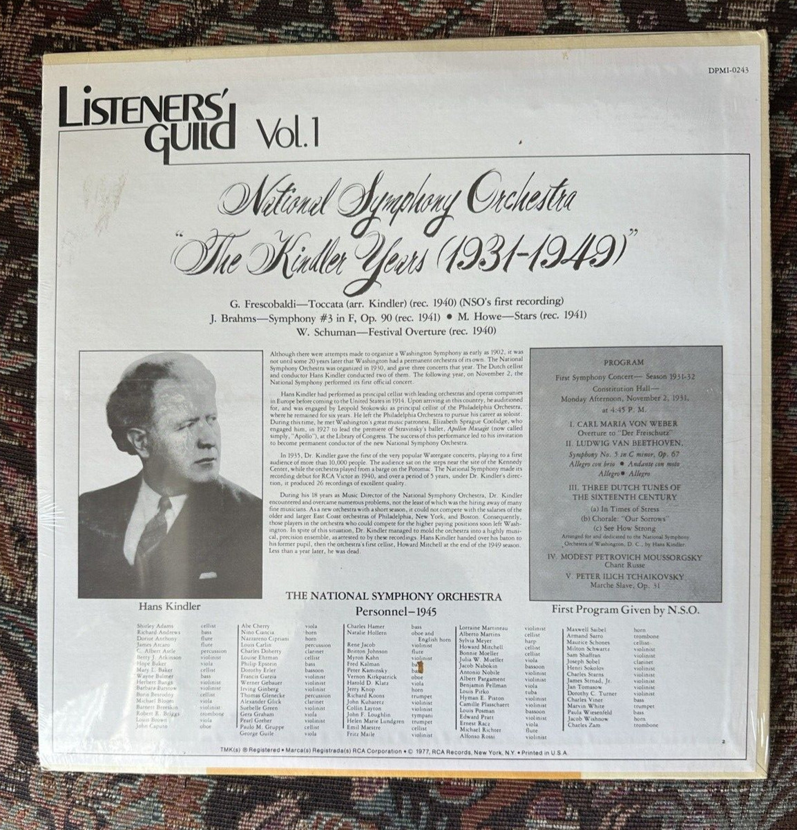 SEALED: National Symphony Orchestra "The Kindler Years" 1931-49 - RCA - Image 1