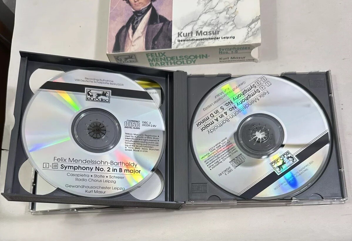 Felix Mendelssohn Bartholdy: Symphonies Nos 1-5 - Kurt Masur Eurodisc - Image 3