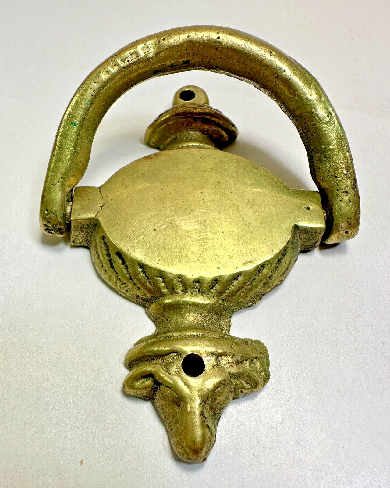 UK England Brass Sheep's Head Door Knocker - Image 1