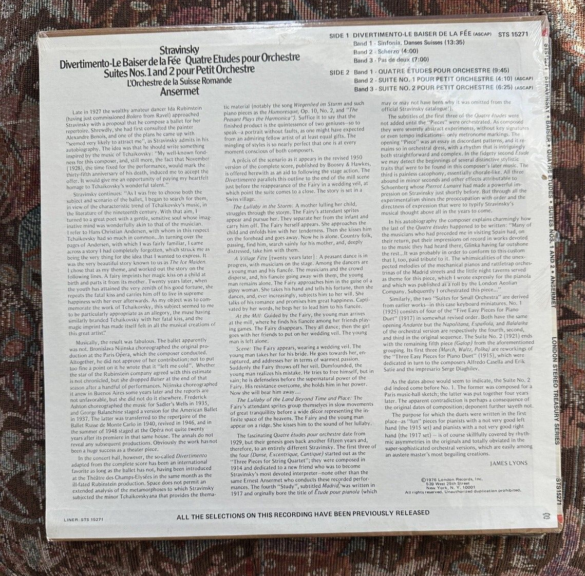 SEALED: STRAVINSKY Baiser Quatre Etudes Suites Ansermet - London STS15271 - Image 1