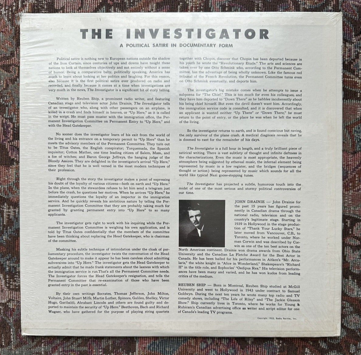 NEW: The Investigator A Political Satire In Documentary Form Discuriosities 6834 - Image 1