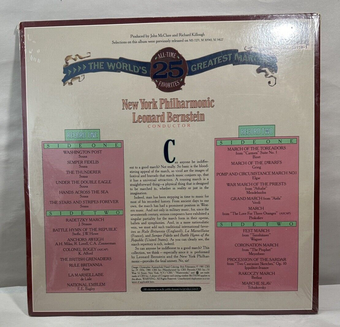 SEALED: Leonard Bernstein: 25 World's Greatest Marches - New York Philharmonic - Image 1