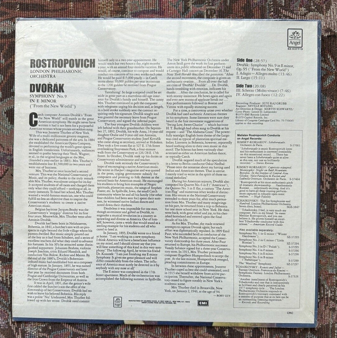 SEALED: Dvorak SYMPHONY #9 - ROSTROPOVICH - Angel SZ 537719 - Image 1