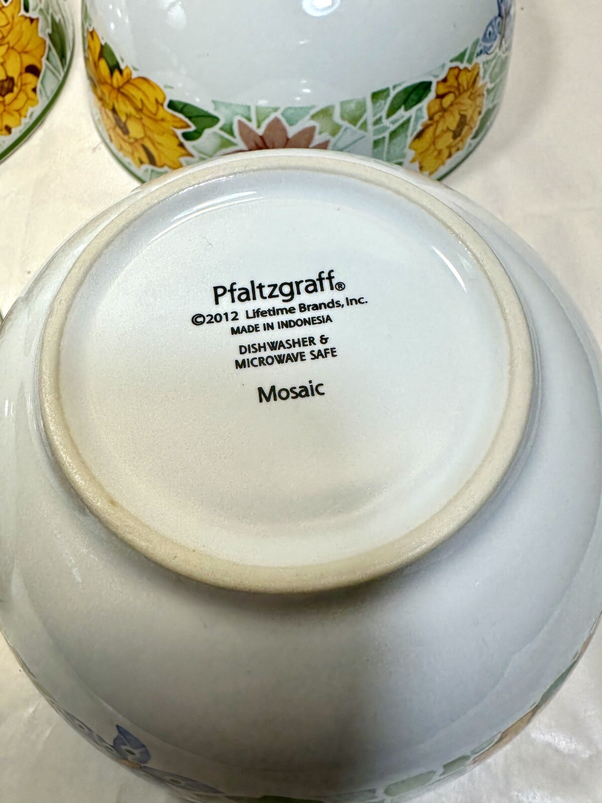 Set Of 4 Pfaltzgraff Mosaic 6" Floral Cereal Bowls - Indonesia - Unboxed - Image 5