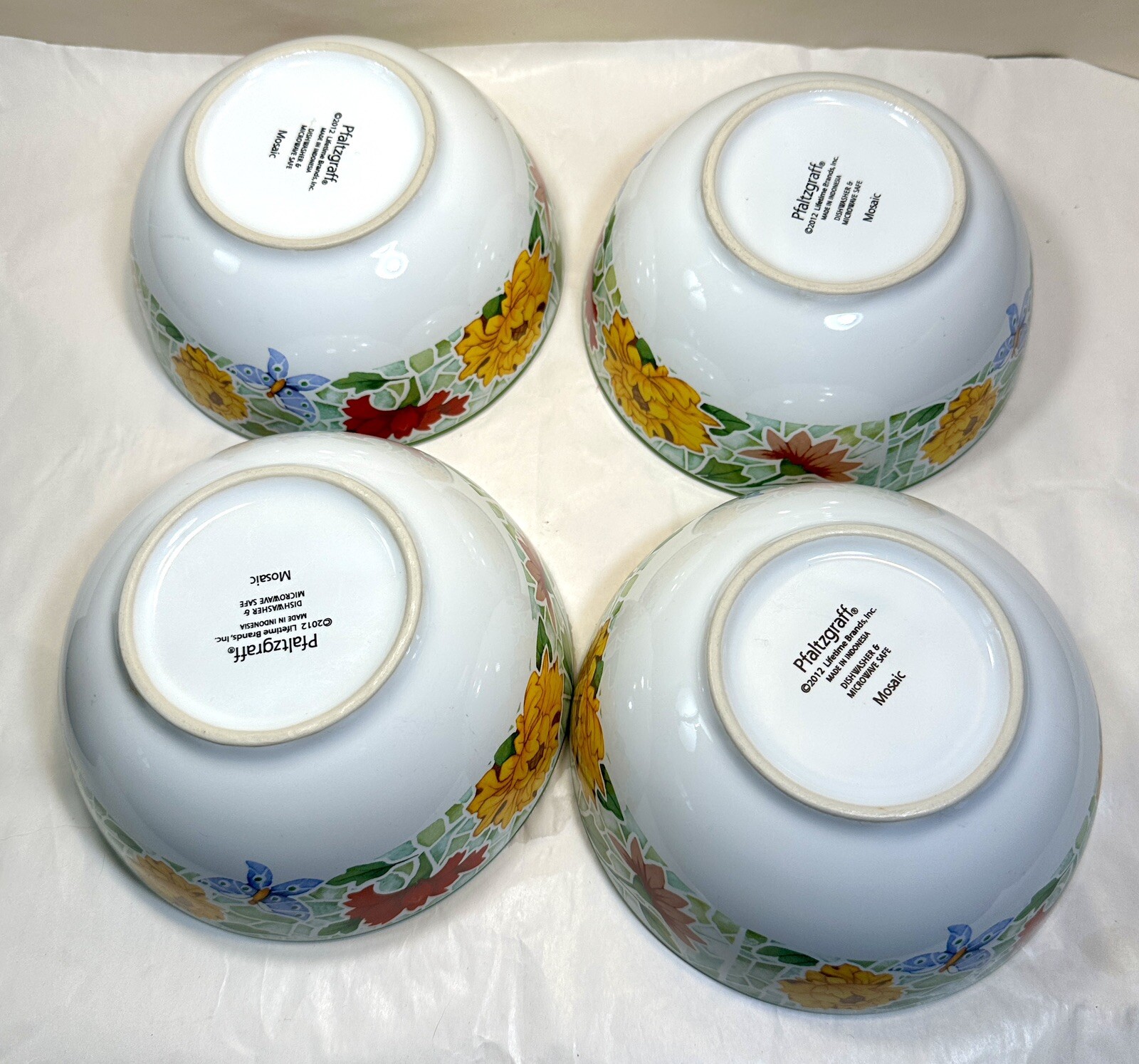 Set Of 4 Pfaltzgraff Mosaic 6" Floral Cereal Bowls - Indonesia - Unboxed - Image 7