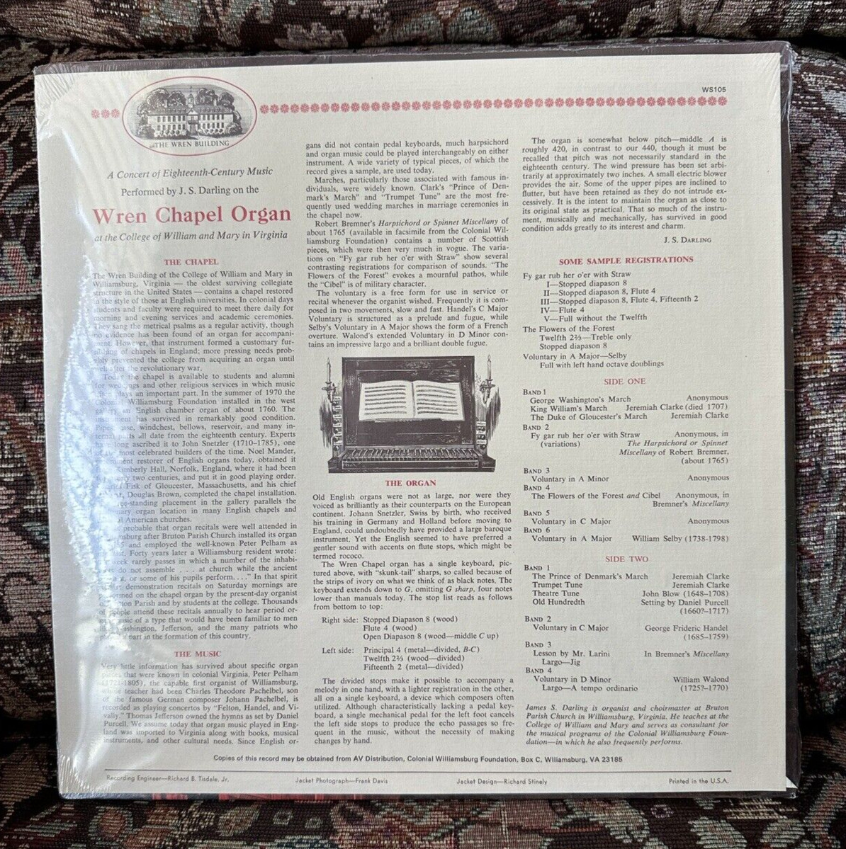 SEALED:  18th Century Music Played by J.S. Darling - Wren Chapel Organ - WS-105 - Image 1