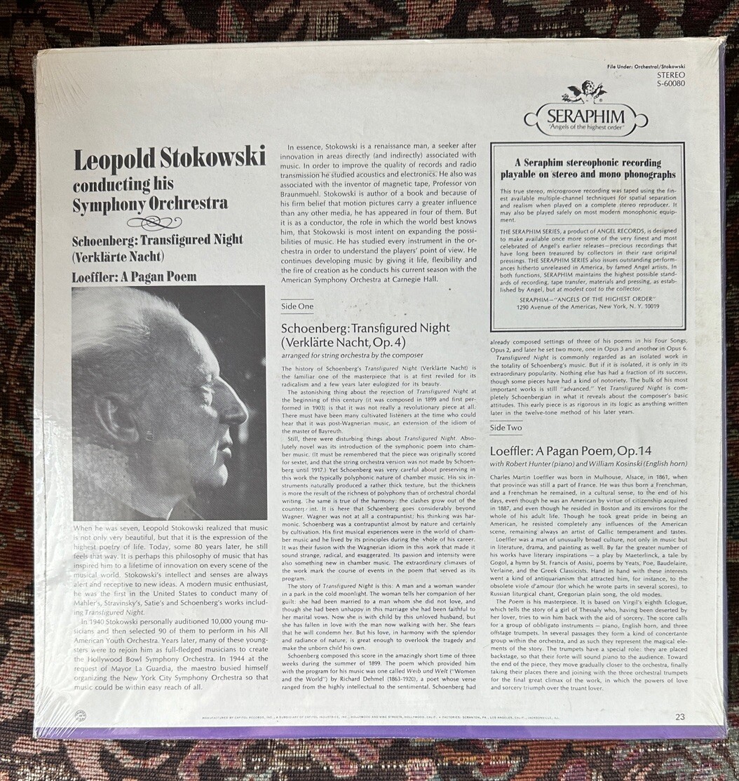 SEALED: Schoenberg: Transfigured Night (Verklarte Nacht, Op. 4) - Stokowski - Image 1