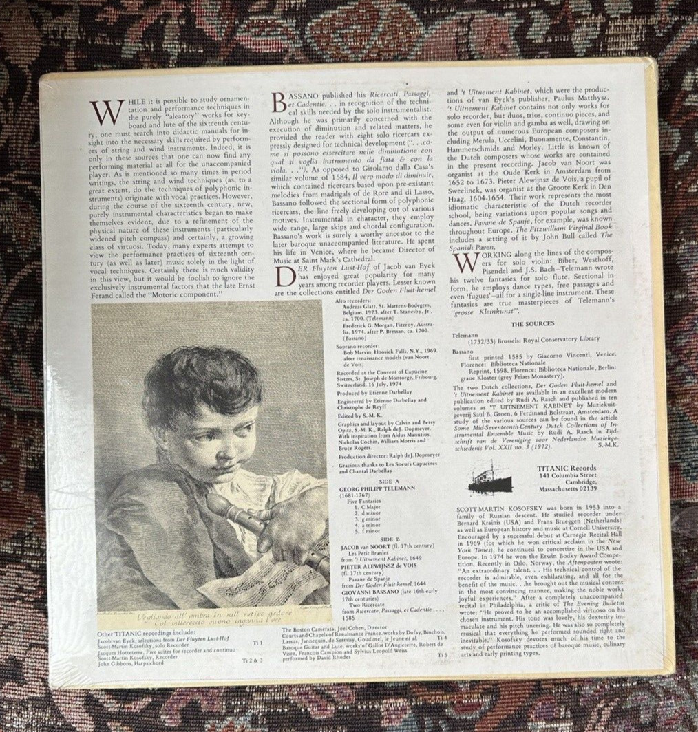 SEALED: Scott Martin Kosofsky - Music for Solo Recorder Vol. 1 - Titanic Ti-7 - Image 1