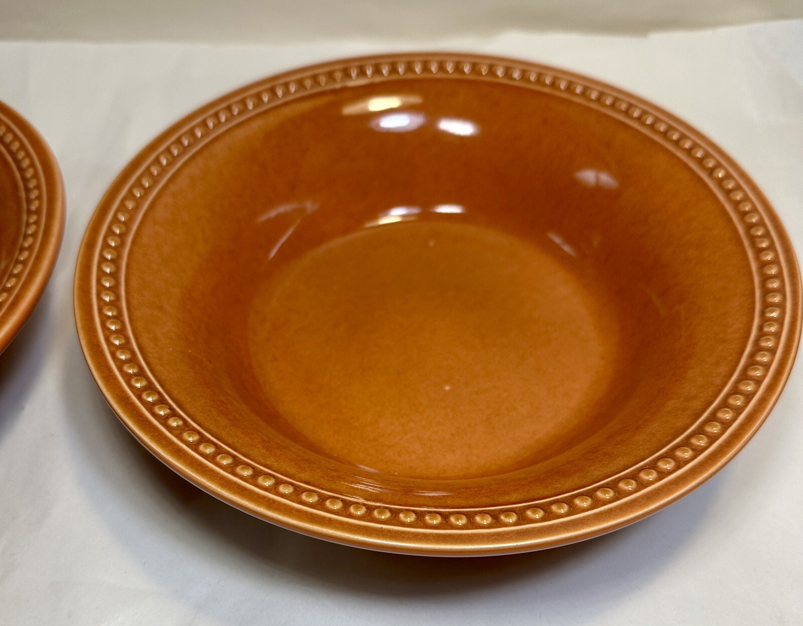 Two (2) Pier 1 Imports Spice Route Pumpkin Beaded Bowls - 8" - Unboxed, Unused - Image 2