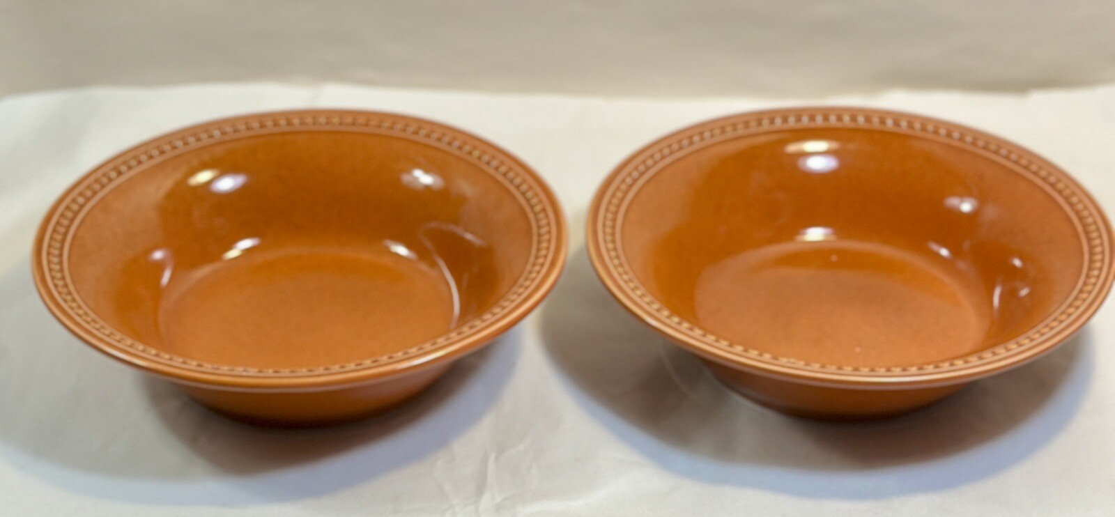 Two (2) Pier 1 Imports Spice Route Pumpkin Beaded Bowls - 8" - Unboxed, Unused - Image 4