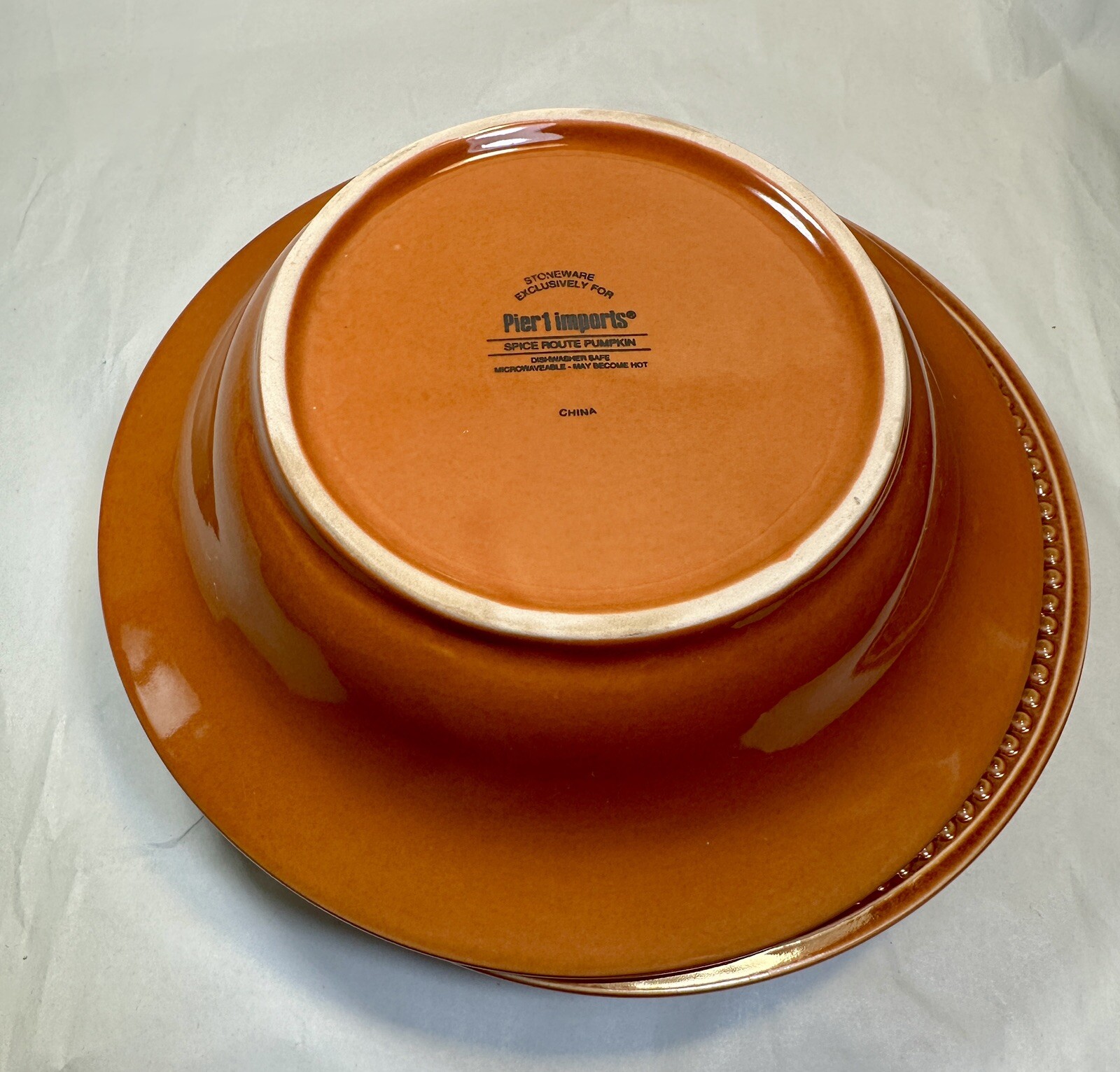 Two (2) Pier 1 Imports Spice Route Pumpkin Beaded Bowls - 8" - Unboxed, Unused - Image 7