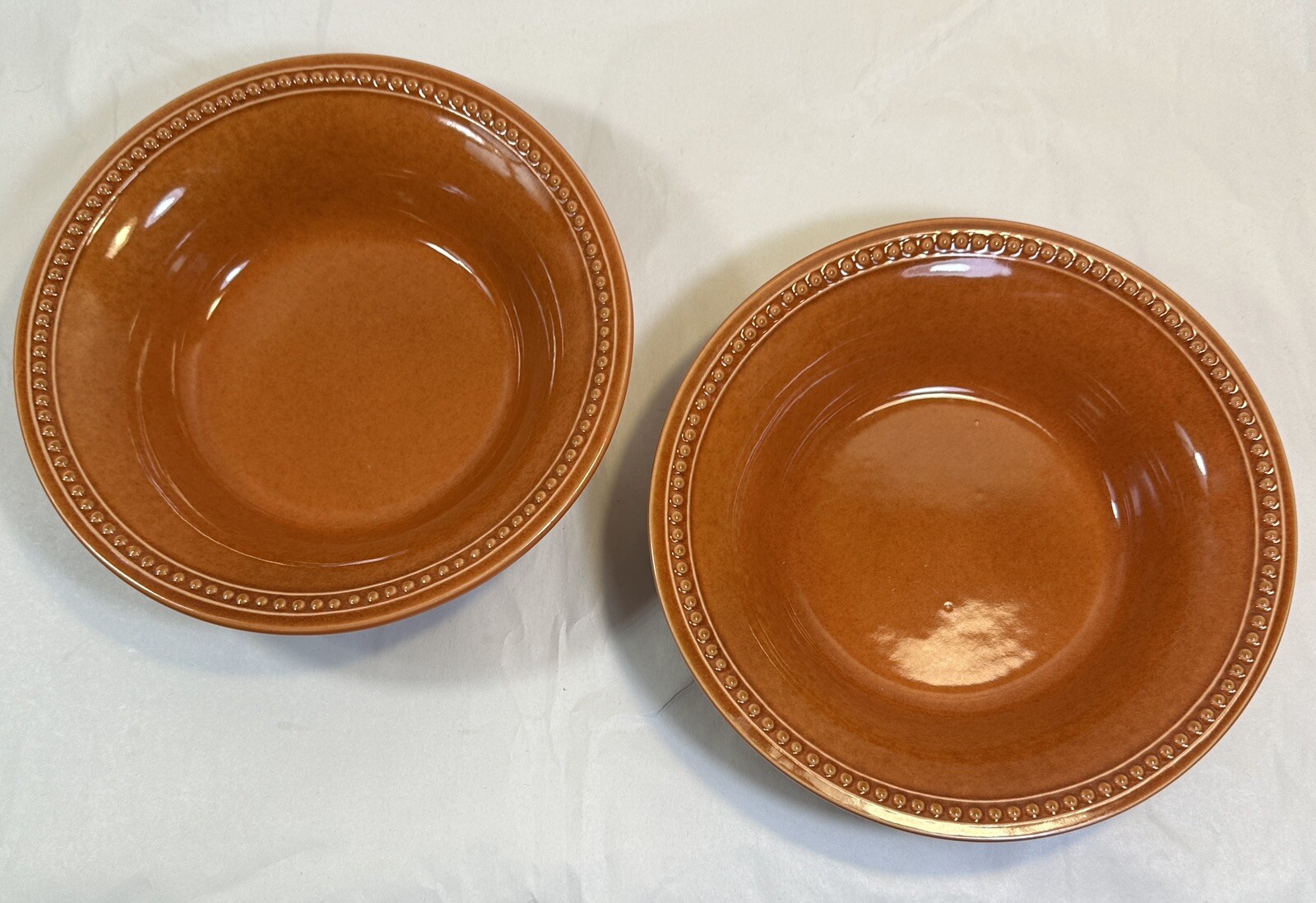 Two (2) Pier 1 Imports Spice Route Pumpkin Beaded Bowls - 8" - Unboxed, Unused