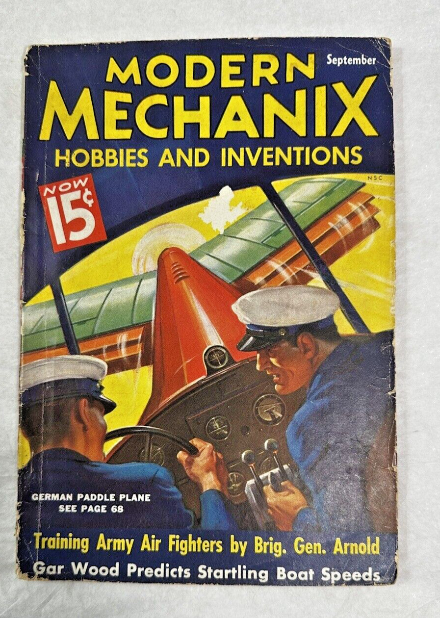 Modern Mechanix & Inventions Magazine September 1936 - German Paddle Plane