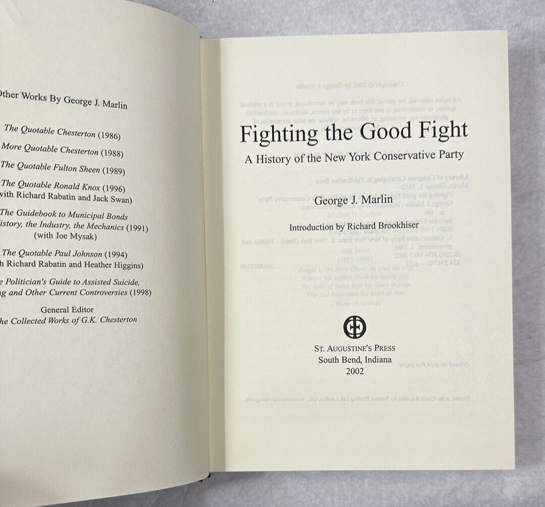 Fighting The Good Fight By George J. Marlin SIGNED First Edition - Image 6