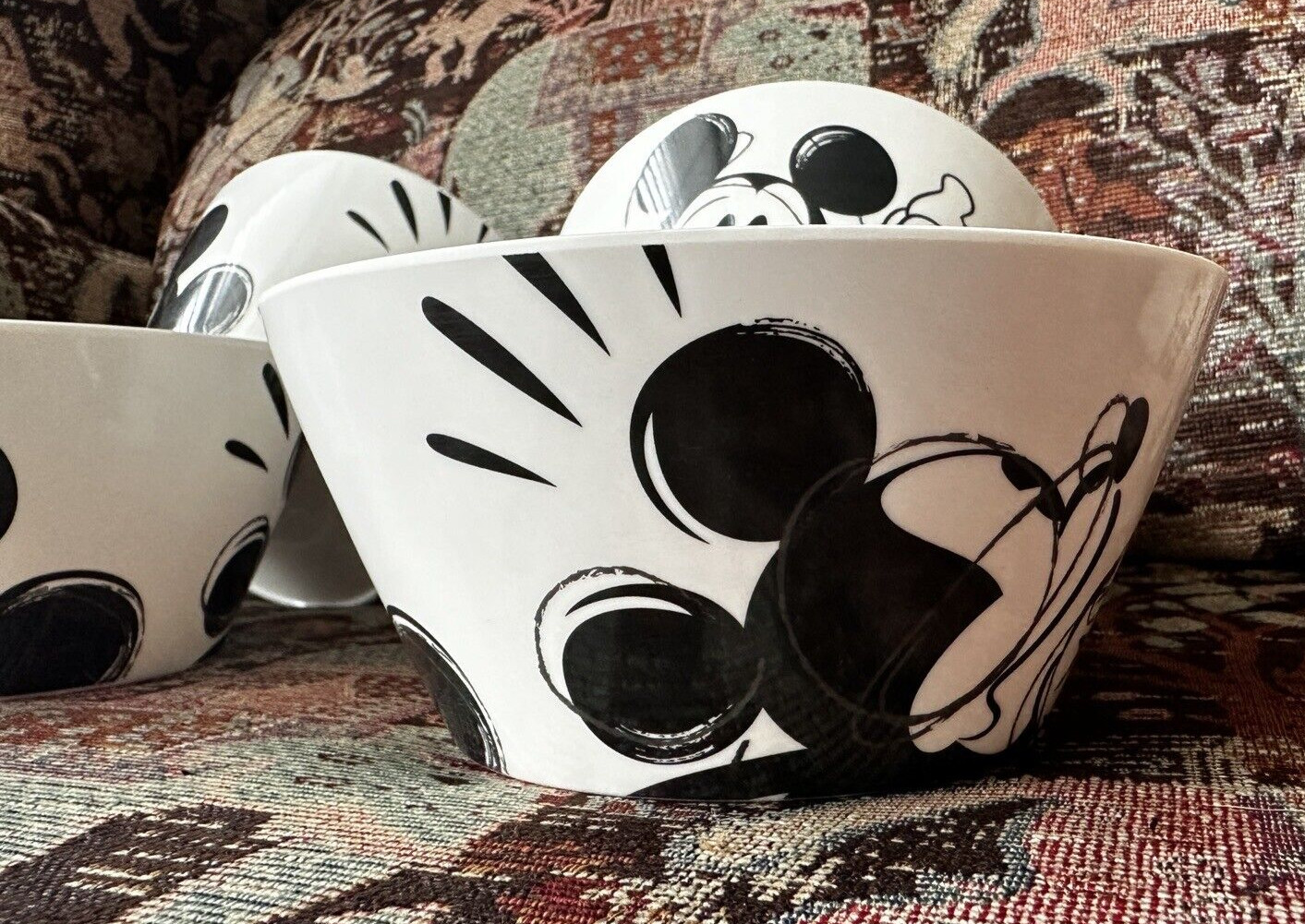 Four (4) ZAK Design Mickey Mouse Disney Bowls - EUC - 6" by 3" - Image 3