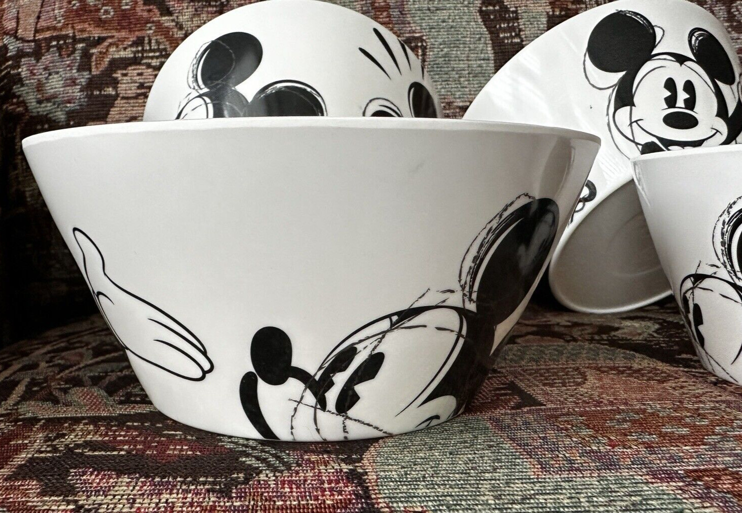 Four (4) ZAK Design Mickey Mouse Disney Bowls - EUC - 6" by 3" - Image 5