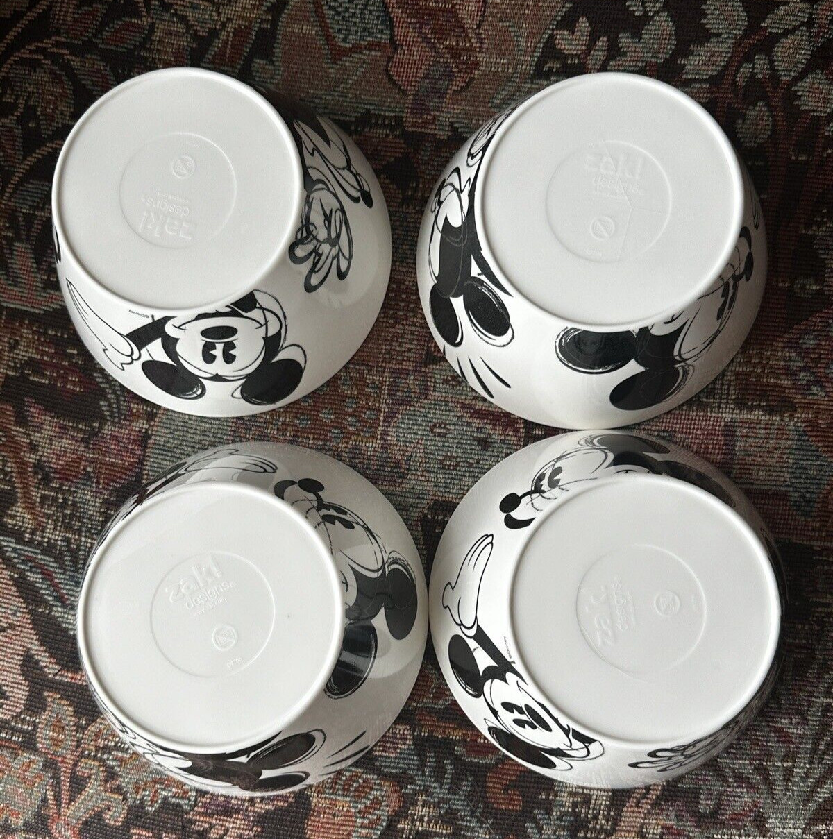Four (4) ZAK Design Mickey Mouse Disney Bowls - EUC - 6" by 3" - Image 7