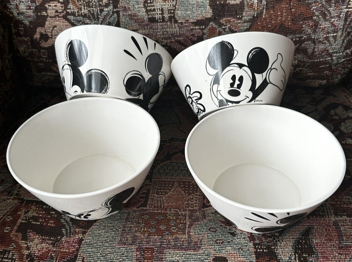 Four (4) ZAK Design Mickey Mouse Disney Bowls - EUC - 6" by 3"