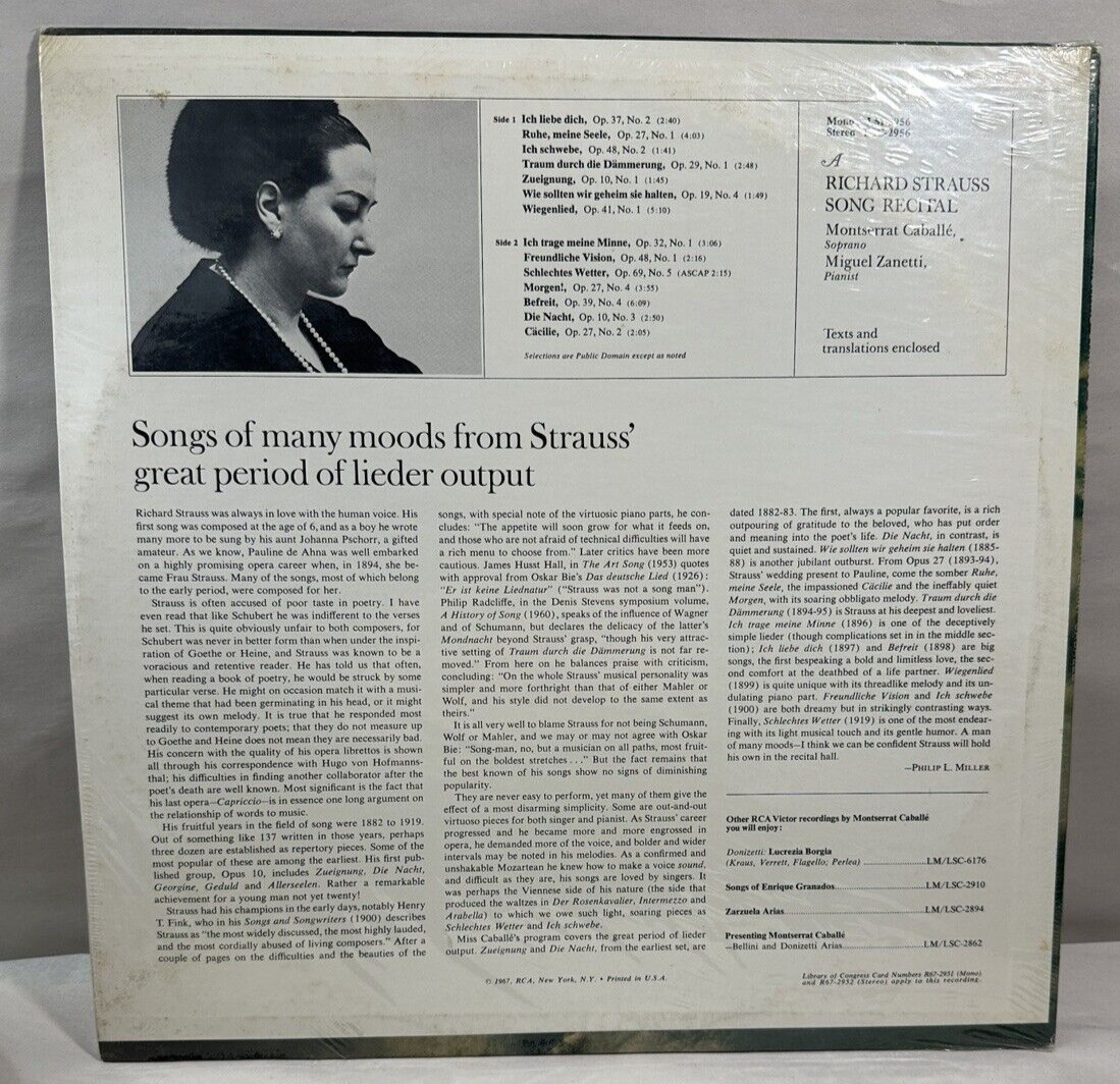SEALED: Montserrat Caballé, Miguel Zanetti – A Richard Strauss Song Recital - Image 1