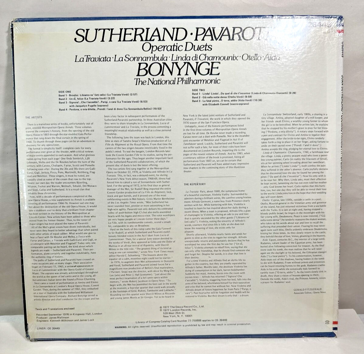 SEALED: Joan Sutherland & Luciano Pavarotti Operatic Duets - London OS26449 - Image 1