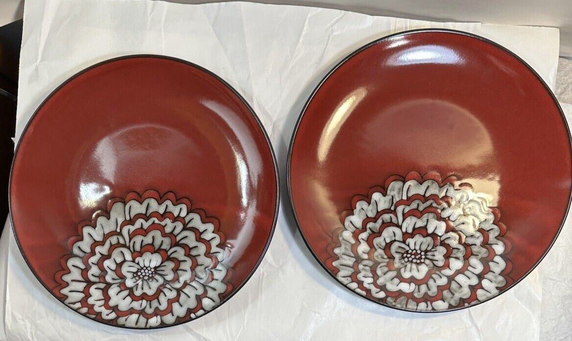 Two (2) Pier 1 Geranium Dinner Plates -- 11 Inches - Image 1