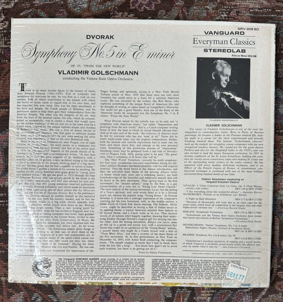 SEALED: DVORAK - "New World" Symphony No. 5 in E Minor - Golschmann -  SRV 208 - Image 1