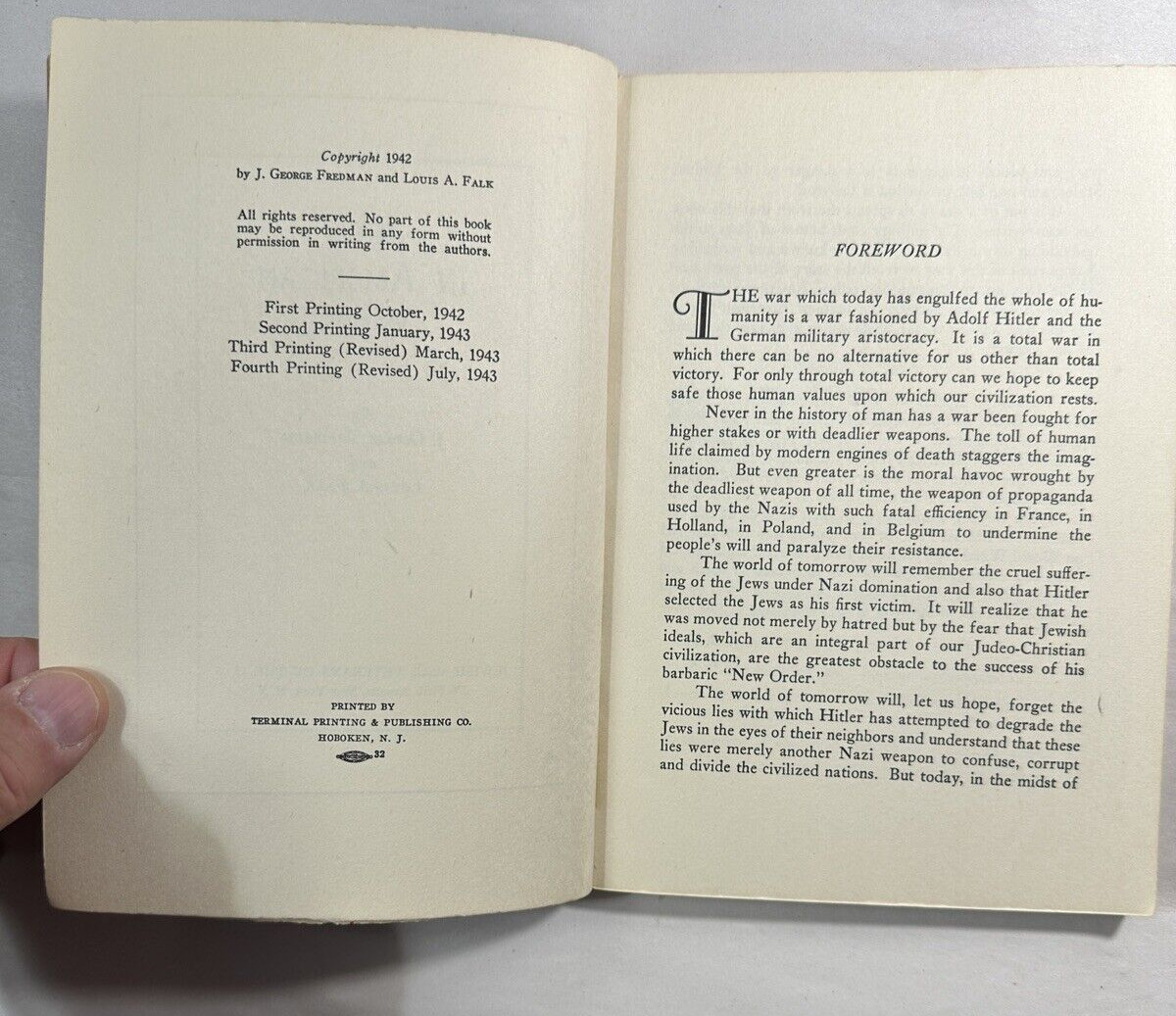 Jews in American wars: J. George Fredman, Louis A Falk - 1943, Fourth Printing - Image 2