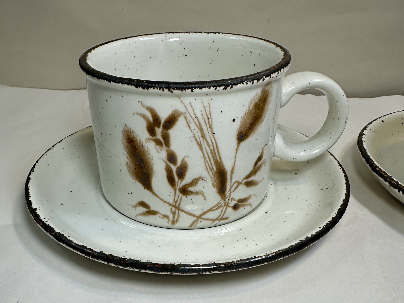 Two (2) Stonehenge Midwinter Wheat England Ceramic Stoneware Cups and Saucers - Image 1