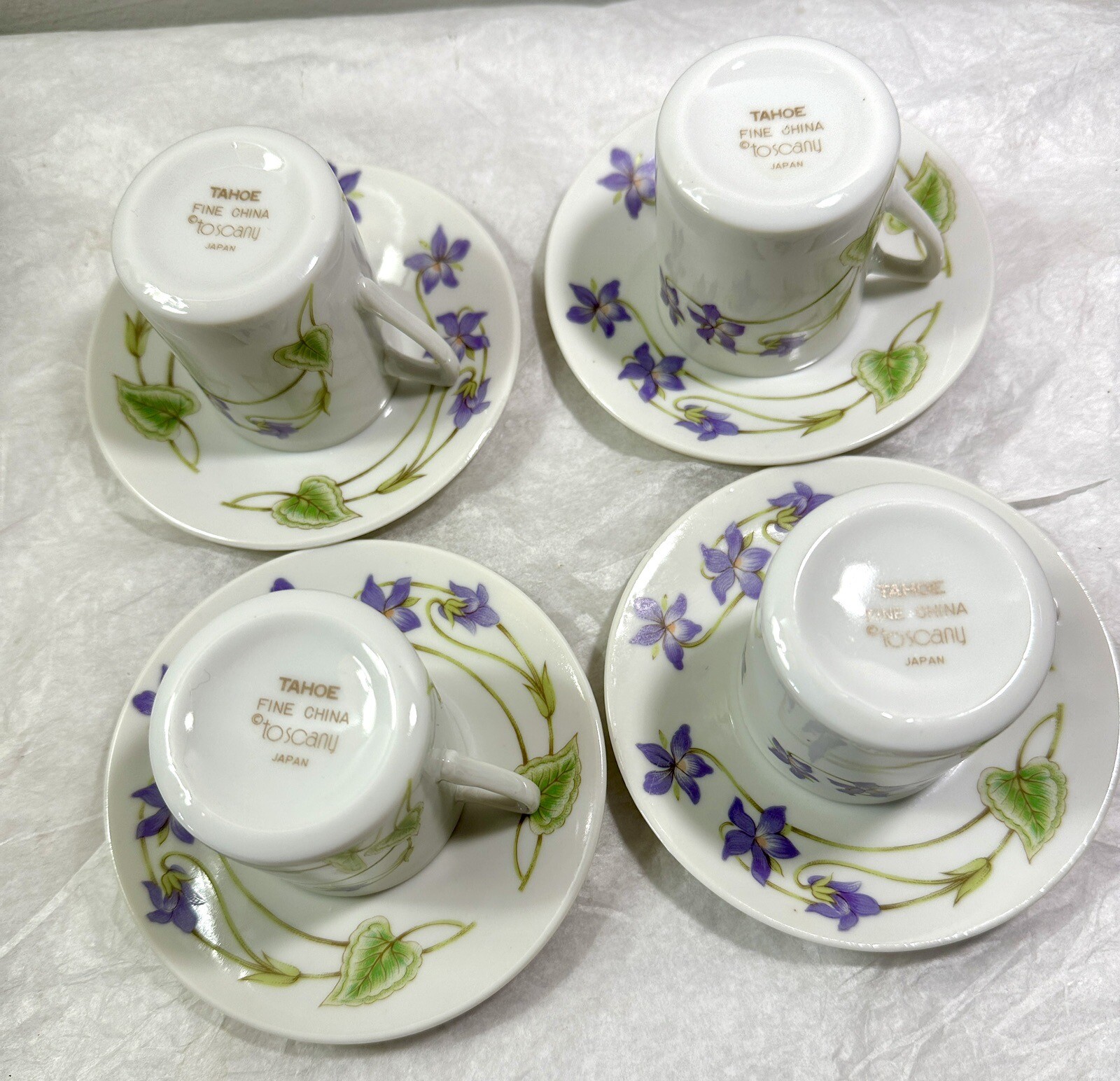 Set of 4 Vintage Toscany Tahoe Fine China Demitasse Cup and Saucer Sets Japan - Image 1