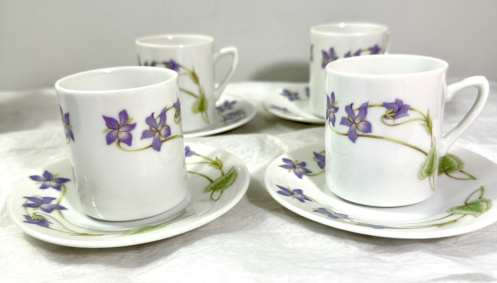 Set of 4 Vintage Toscany Tahoe Fine China Demitasse Cup and Saucer Sets Japan - Image 2