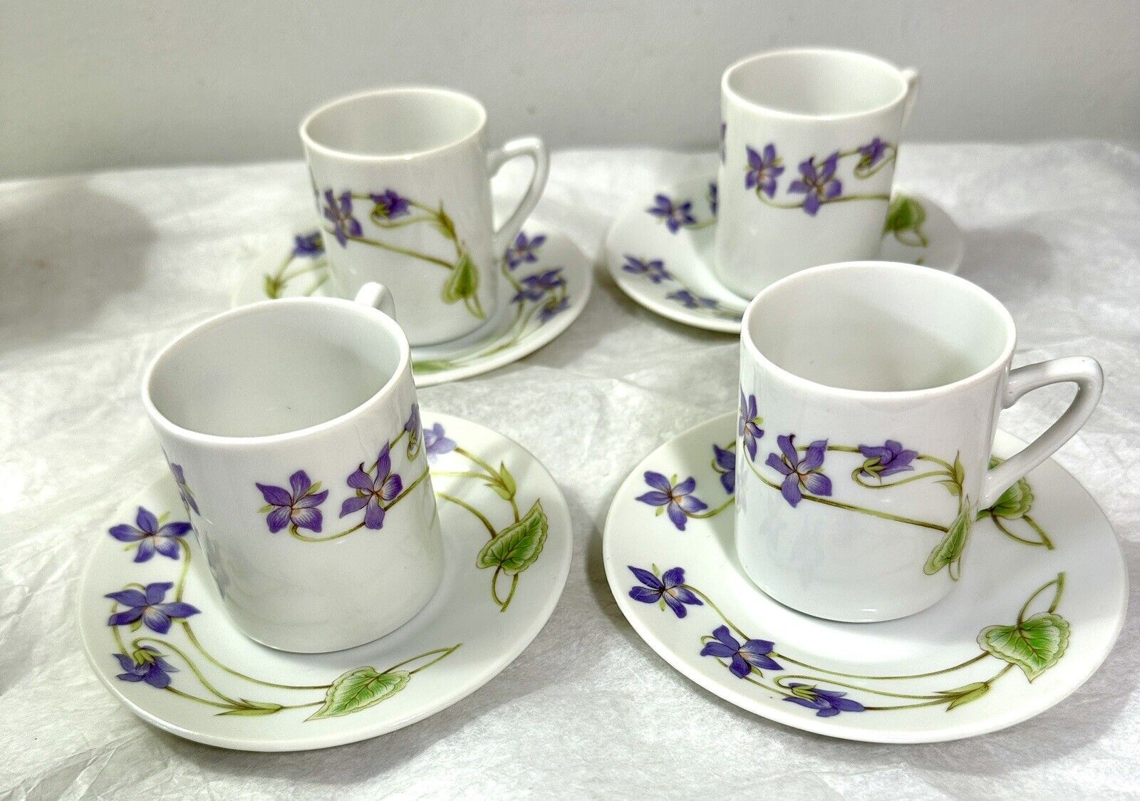 Set of 4 Vintage Toscany Tahoe Fine China Demitasse Cup and Saucer Sets Japan