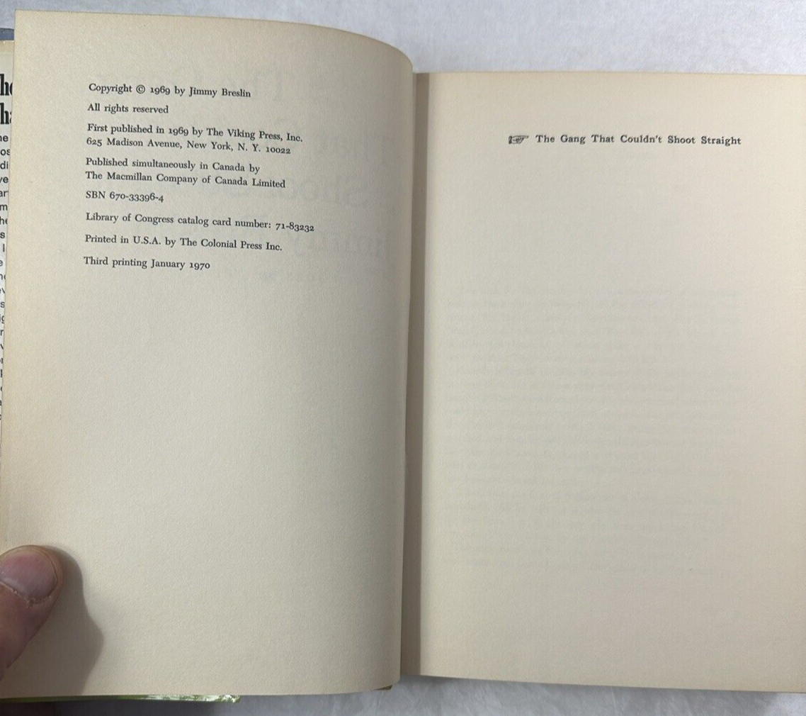 The Gang That Couldn't Shoot Straight -Jimmy Breslin (1970 HC) 3rd Printing - Image 3