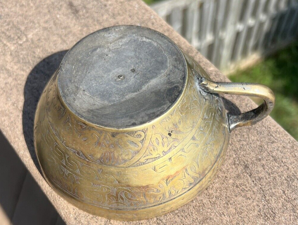 Vintage Brass Cup with Handle - 4 inches Across - Image 2