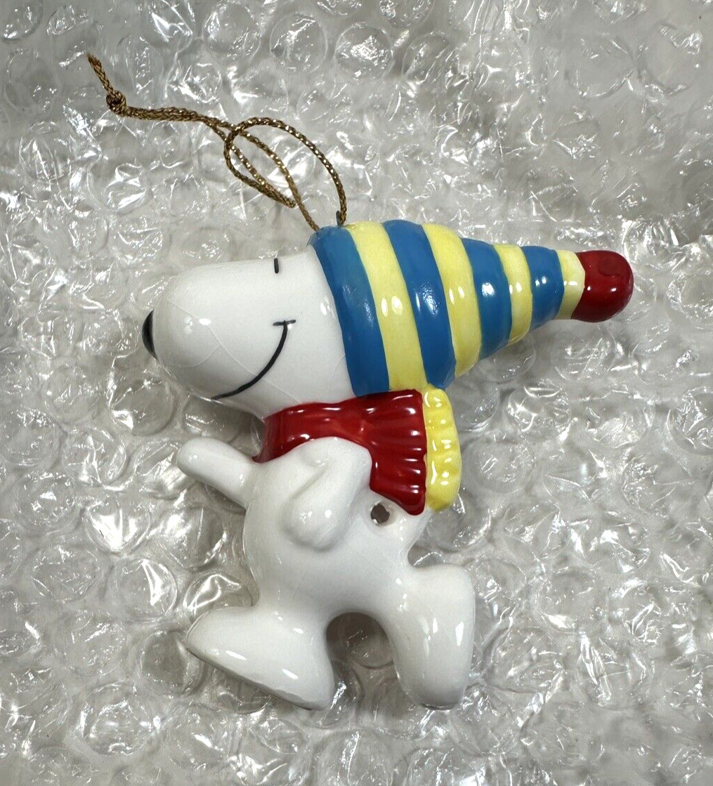 Vintage Thailand Ceramic Peanuts Snoopy Christmas Ornament - Image 1