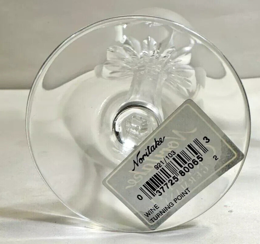 One Noritake Crystal 'Turning Point' Clear Cut Crystal Wine Glass 7 5/8" w/Tag - Image 1