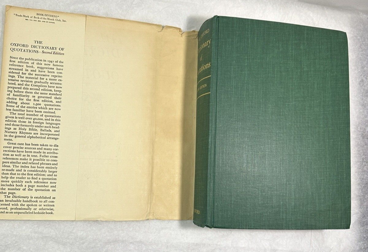 The Oxford Dictionary of Quotations 2nd Edition (1955 Hardcover with Jacket) - Image 1