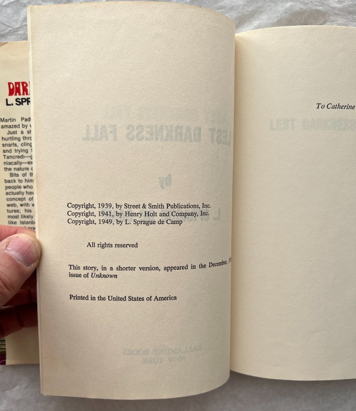 Lest Darkness Fall by L. Sprague de Camp - 1949 Hardcover, DJ - Image 3