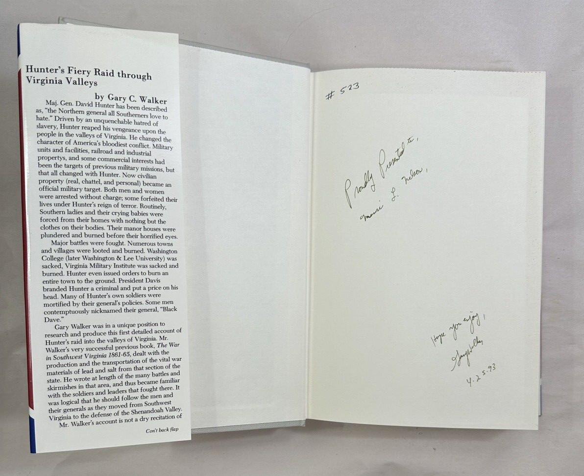 Hunter's Fiery Raid Through Virginia Valleys by Gary C. Walker - HC DJ - Image 1