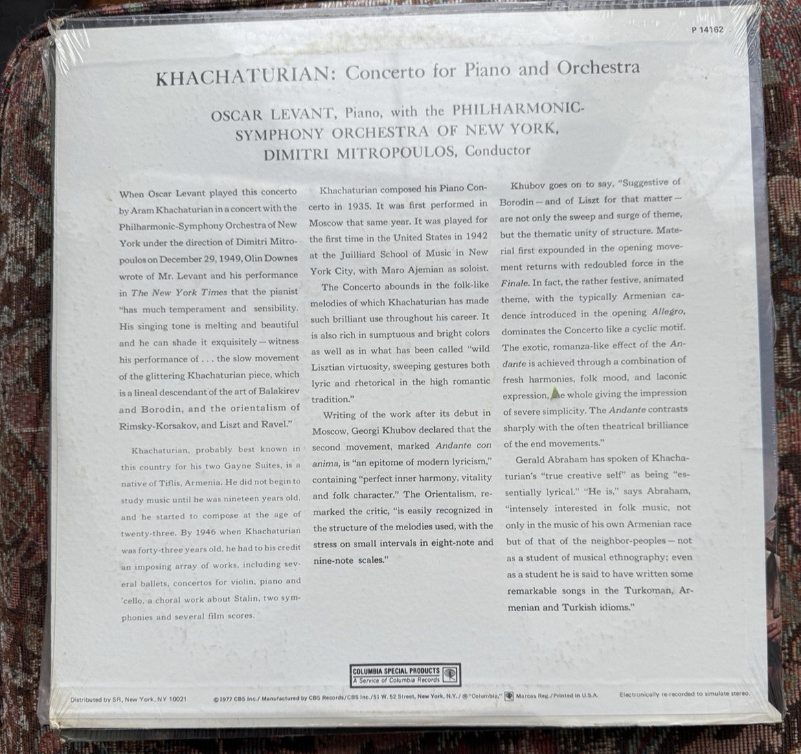 SEALED: KHACHATURIAN Piano Concerto Oscar LEVANT Columbia Stereo - P 14162 - Image 1