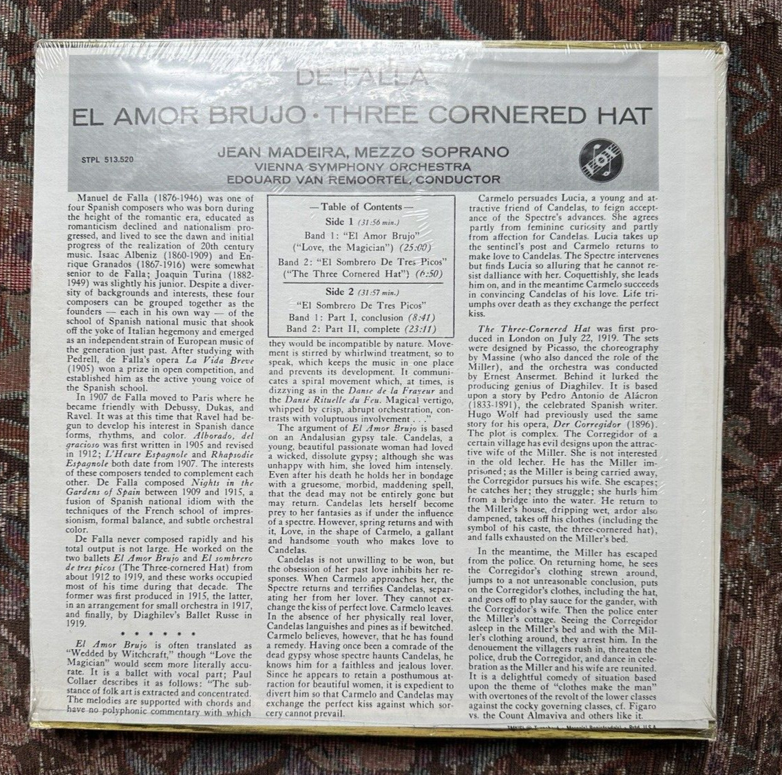 SEALED: Jean Madeira Manuel de Falla The Three Cornered Hat / Love, the Magician - Image 1