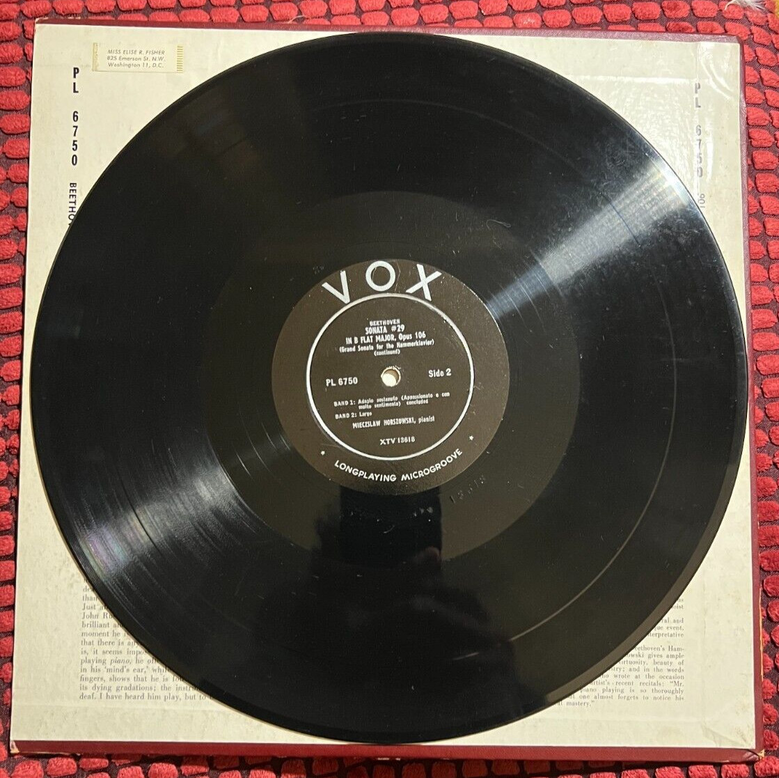 BEETHOVEN - Sonata No. 29 Hammerklavier - Mieczysław Horszowski - VOX PL 6750 - Image 3