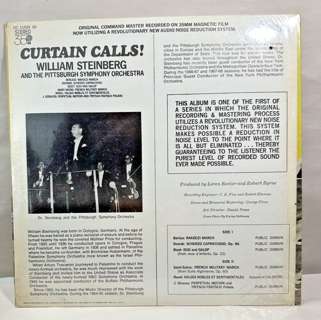 SEALED  William Steinberg Curtain Calls! Command ‎CC 11039 SD LP PITTSBURG ORCH - Image 1