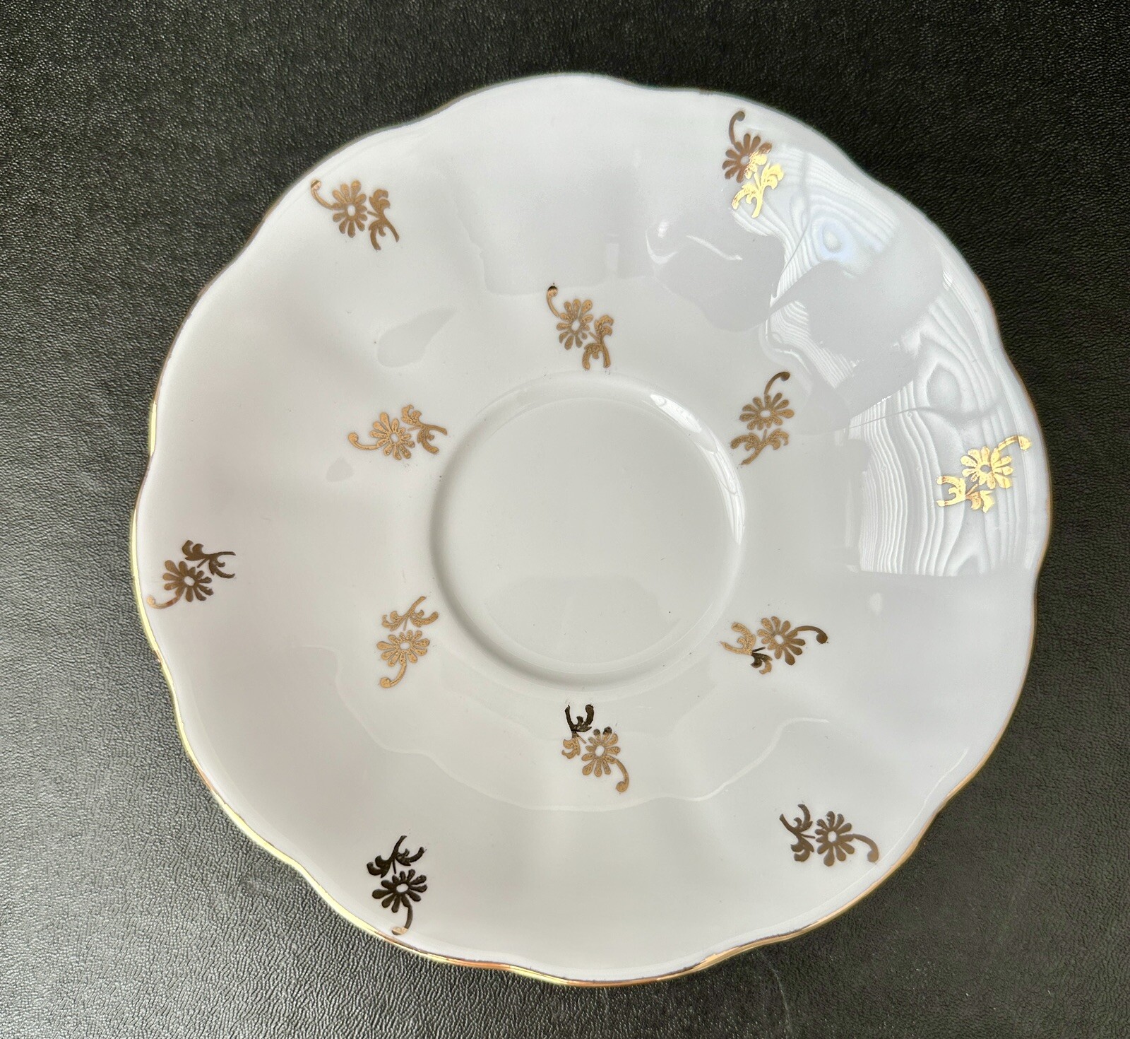 Queen Anne Tea Cup and Saucer - Gold Floral, White and Pale Blue - Image 6