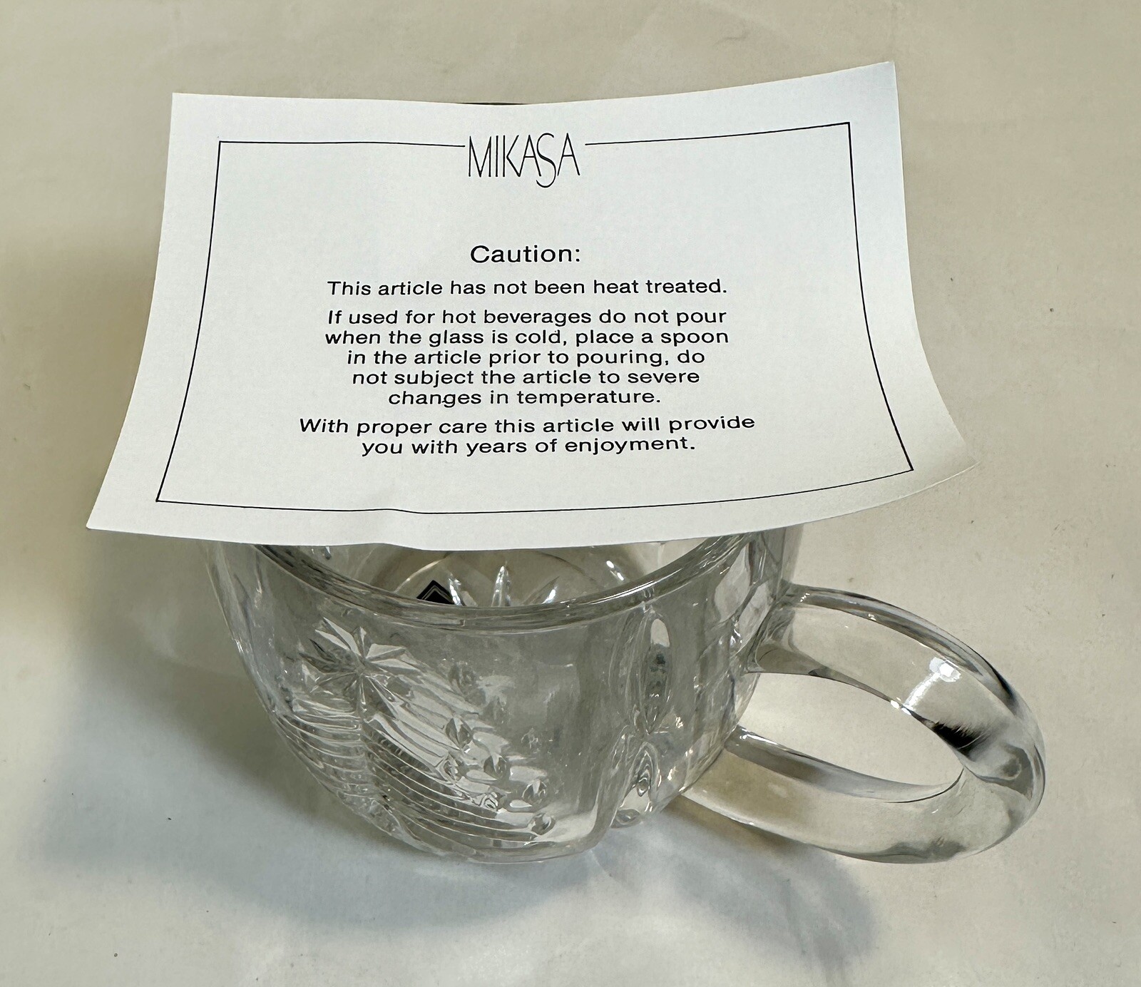 Mikasa Christmas Tree Lead Crystal Coffee / Tea Mug - Holiday - New With Tags - Image 3
