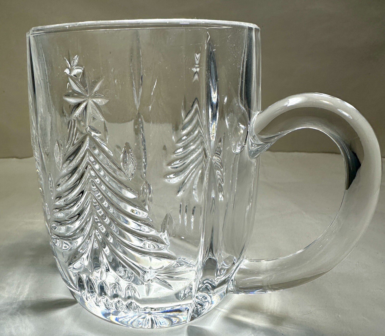 Mikasa Christmas Tree Lead Crystal Coffee / Tea Mug - Holiday - New With Tags