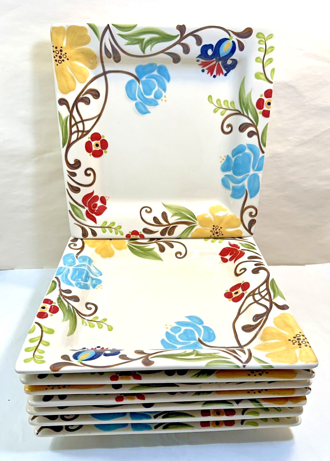 One Square Dinner Plate - Jardine by Vida By Eva Mendes - 10-3/4" - Immaculate - Image 2