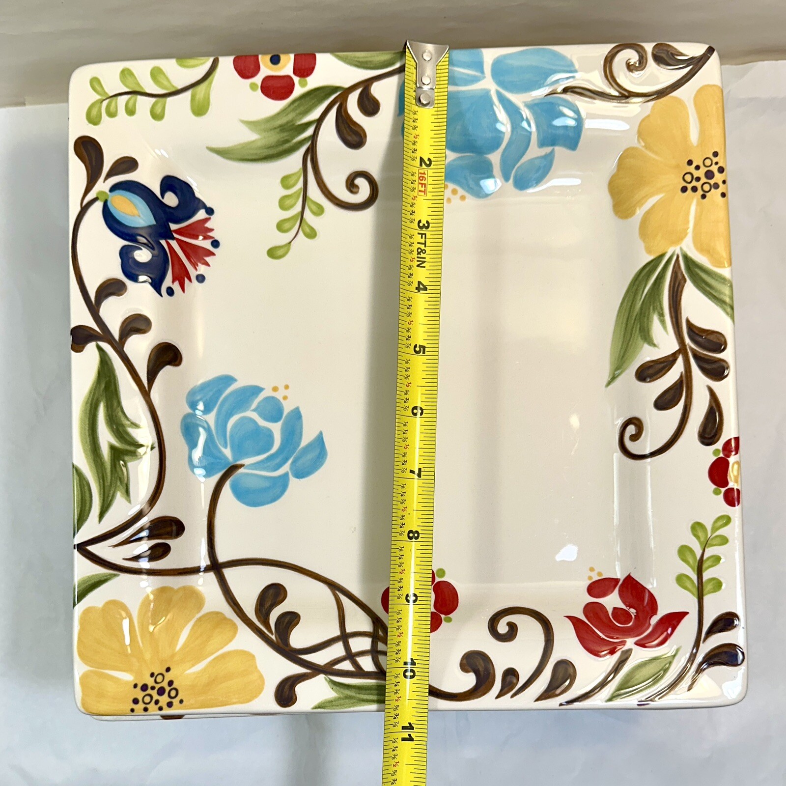 One Square Dinner Plate - Jardine by Vida By Eva Mendes - 10-3/4" - Immaculate - Image 3